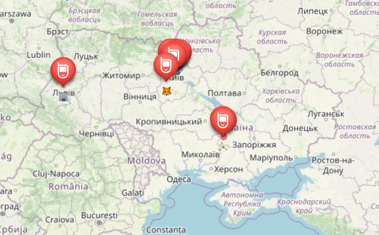 Карта сети в Украине